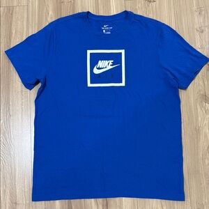 Nike Blue Short Sleeve Tee with Iconic Swoosh Size L